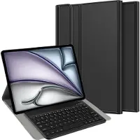 Just in Case tablet Hoes met Toetsenbord geschikt voor iPad Air 13 inch (M4 2026 / M3 2025 / M2 2024) - AZERTY Bluetooth Keyboard Case - Zwart