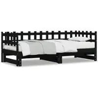 vidaXL Slaapbank uitschuifbaar 2x(80x200) cm massief grenenhout zwart