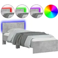 vidaXL Bedframe met hoofdeinde en LED betongrijs 140x200 cm