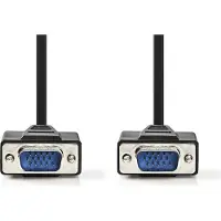 Nedis VGA-Kabel - VGA Male - VGA Male - Vernikkeld - Maximale resolutie: 1280x768 - 15.0 m - Rond - ABS - Zwart - Polybag