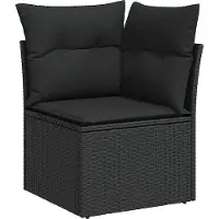 vidaXL 9-delige tuinmeubelset met kussens, zwart, polyrotan