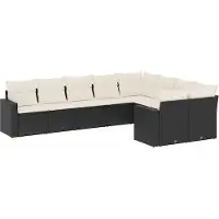 vidaXL 9-delige Loungeset met kussens poly rattan zwart