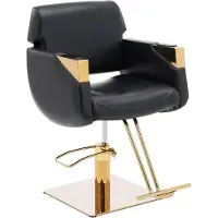 Physa Kappersstoel met voetensteun - 480 - 630 mm - 200 kg - Zwart/Gouden