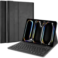 Just in Case tablet Hoes met Toetsenbord geschikt voor iPad Pro 11 (2025 / 2024) M5 / M4 - QWERTZ Bluetooth Keyboard Case - Zwart