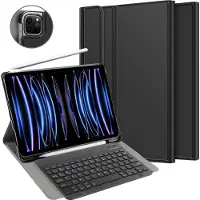 Cazy iPad Pro 2021 Hoes met Toetsenbord - 12.9 inch - QWERTY Slimline - Zwart