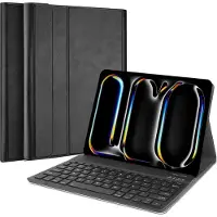 Just in Case tablet Hoes met Toetsenbord geschikt voor iPad Pro 11 (2025 / 2024) M5 / M4 - QWERTY Bluetooth Keyboard Case - Zwart