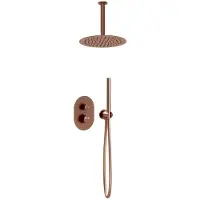 Guido Gusto Thermostatische Inbouw regendouche met plafond arm 25cm douchekop copper