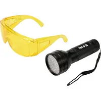 YATO Professionele UV-Lekdetectieset - 51 LED - 395 nm - Inclusief UV-Beschermbril - Krachtige Inspectielamp
