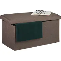 Relaxdays zitbank met opbergruimte - 84 l - stof - zacht - 38x76,5x38,5 cm - hocker - grijsbruin