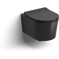 Clou InBe 1 wandtoilet met toiletzitting, versie 48 cm, mat zwart