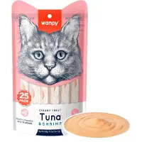 WANPY Likbare Snacks Tonijn & Garnaal - Kattensnacks - 25 Stuks - Kattensnoepjes