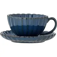 Bloomingville Latina kop 22 cl met schotel Blue
