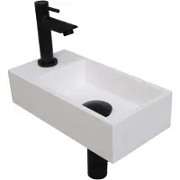 Ink Versus Fonteinpack - Links - Polystone Glans Wit - Toebehoren Zwart - 8718835049164 - Rechthoekig - Wastafels, Fonteinen, Meubelfonteinen