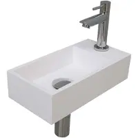 Ink Versus Fonteinpack - Rechts - Polystone Glans Wit - Toebehoren Chroom - 8718835039851 - Rechthoekig - Wastafels, Fonteinen, Vrijhangende Fonteinen