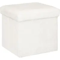 Atmosphera Poef/hocker/voetenbankje Bont - opbergbox - wit - PO/MDF - 38 x 38 x 38 cm - opvouwbaar