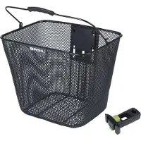 Basil Bilbao - Afneembare fietsmand - Staal - Zwart - Incl. stuurpenhouder - In hoogte verstelbaar - Comfortabel hengsel