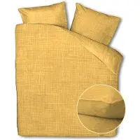 Zohome Dekbedovertrek Lino Katoen - Ochre Yellow 200 x 200/220 cm