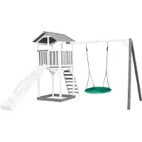 Axi Beach Tower Speeltoren met Summer Nestschommel Grijs/wit - Witte Glijbaan