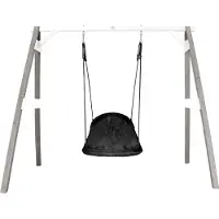 Axi Nestschommel Roxy met frame van hout in grijs & wit | Vrijstaande schommel voor kinderen met nest schommelzitje | Schommelset enkel voor tuin / buiten