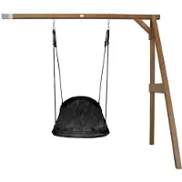 Axi Nestschommel Roxy met frame van hout in bruin | Schommel met muurbevestiging voor kinderen met nest schommelzitje | Schommelset enkel aan muur voor tuin / buiten