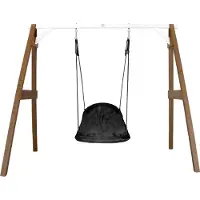 Axi Nestschommel Roxy met frame van hout in bruin & wit | Vrijstaande schommel voor kinderen met nest schommelzitje | Schommelset enkel voor tuin / buiten