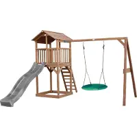 Axi Beach Tower Speeltoren met Summer Nestschommel Bruin - Grijze Glijbaan