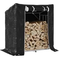 vidaXL Haardhoutrek met regenhoes 101x61x110,5 cm gegalvaniseerd staal