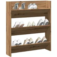 vidaXL Wandschoenenkast 80x18x90 cm bewerkt hout artisanaal eikenkleur