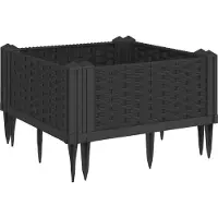 vidaXL Plantenbak met pinnen 42,5x42,5x28,5 cm polypropeen zwart