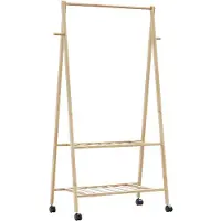 vidaXL Kledingrek met schappen en wielen 96x45,5x155,5 cm bamboe