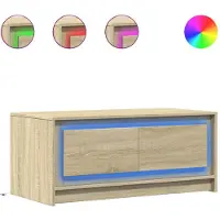 vidaXL Salontafel met LED-verlichting bewerkt hout sonoma eikenkleurig