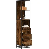 vidaXL Badkamerkast 35x37,5x166 cm bewerkt hout gerookt eikenkleurig