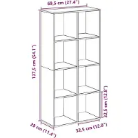 vidaXL Kamerverdeler Boekenkast Wit 69,5x29x137,5 cm Bewerkt Hout