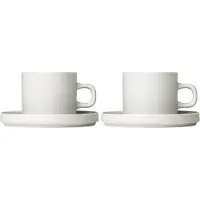 Blomus Pilar koffiemok met schotel, 2 stuks Moonbeam