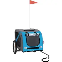vidaXL Hondenfietstrailer oxford stof en ijzer blauw en grijs