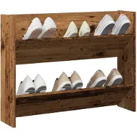 vidaXL Wandschoenenkast 80x18x60 cm bewerkt hout oud houtkleurig