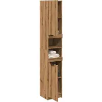 vidaXL Badkamerkast 32x34x188,5 cm bewerkt hout artisanaal eikenkleur