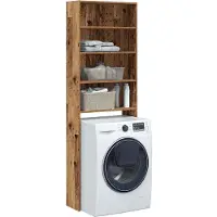 vidaXL Wasmachinekast 64x24x190 cm oud houtkleurig