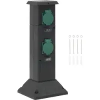 vidaXL Tuinstopcontact kolom 4-wegs 16x16x39,5 cm zwart en groen
