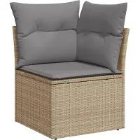 vidaXL 9-delige Loungeset met kussens poly rattan beige