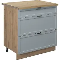 Vicco Fame-Line Keukenonderkast – 80 cm met 3 laden, WB Eik Licht blauw-grijs