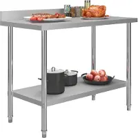 vidaXL Keukenwerkblad met opstaande rand, 120 x 60 x 93 cm, roestvrij staal
