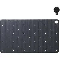 Sealskin Antislip Douchemat Ribb Antraciet Inclusief Zwarte Haak Met Zuignap - 40 x 70 cm