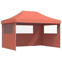 vidaXL Partytent inklapbaar pop-up met 3 zijwanden terracottakleurig