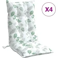 vidaXL Stoelkussens 4 st hoge rug bladpatroon oxford stof