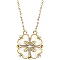 Despora Klavertje vier - Ketting - Ketting Dames - Ketting Hartje - Klavertje Vier Ketting - Ketting met hanger - Cadeau voor Valentijn - Cadeautjes voor vriendin - Goudkleurig RVS (Parel)