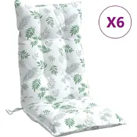 vidaXL Stoelkussens 6 st hoge rug bladpatroon oxford stof