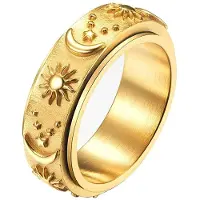Despora Anxiety Ring - (zon maan) - Stress Ring - Fidget Ring - Draaibare Ring - Overprikkeld Brein - Spinner Ring - Goud Kleurig