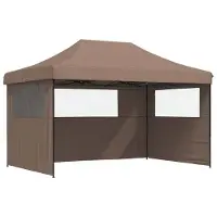 vidaXL - Partytent - inklapbaar - pop-up - met - 3 - zijwanden - bruin