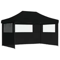 vidaXL - Partytent - inklapbaar - pop-up - met - 3 - zijwanden - zwart